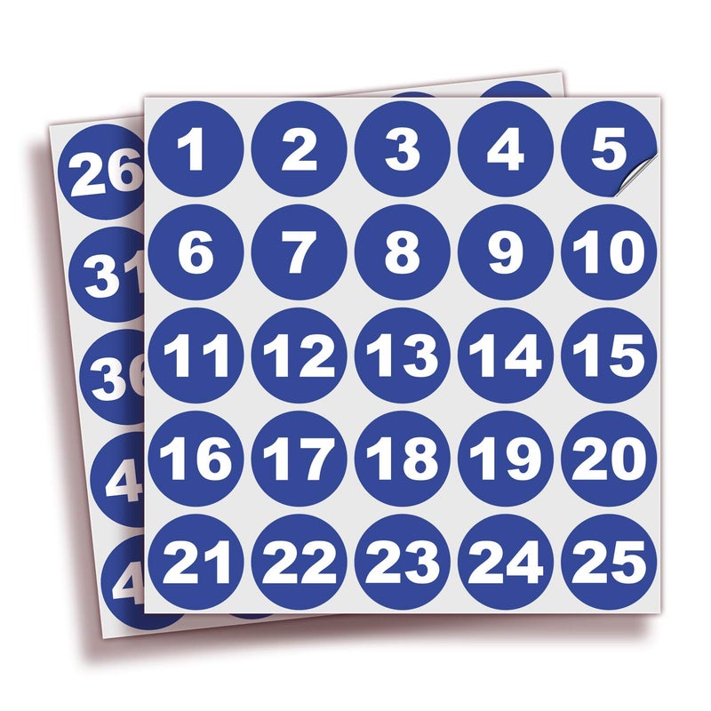 iSYFIX Blue Consecutive Number Stickers â€“ 1 to 50, 1.5-inch, 1 Set â€“ Vinyl Self Adhesive Premium Decal, Ideal for Inventory, Storage, Organizing, Boxes, Bins, Toolbox, Lockers & More, Indoor/Outdoor - Image 1